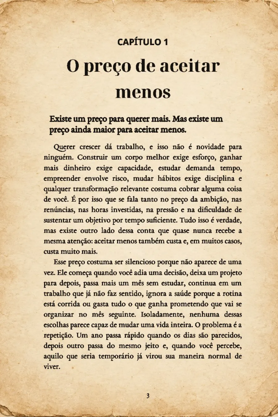 Página de abertura do Capítulo 1: O preço de aceitar menos